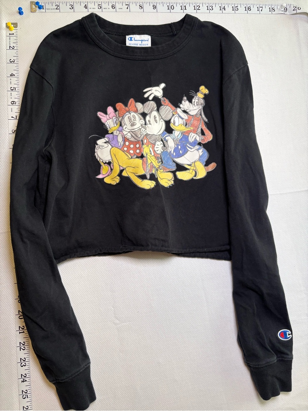 Champion x Disney Mickey & Friends Women’s Small Cropped Long Sleeve Black